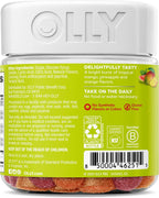 Back panel of Olly gummy vitamin container with suggested use instructions