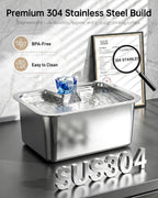 Multi-pet stainless steel water fountain for large breeds