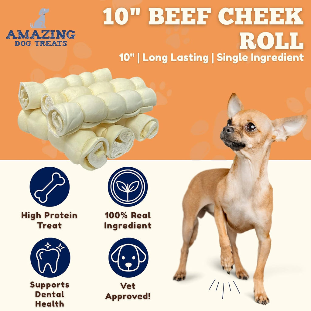 Amazing Dog Treats three pack mega thick ten inch natural rawhide alternative