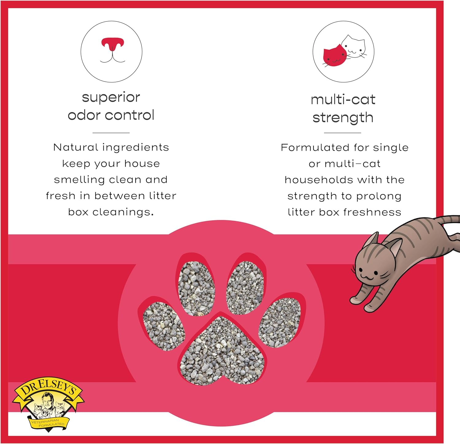 Dr. Elsey's Cat Attract clumping litter being poured into a box