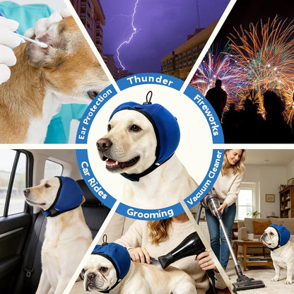 Adjustable dog snood for thunderstorm anxiety relief