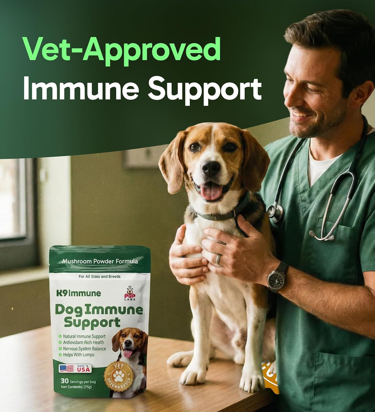 USA made canine immunity powder formula for joint and digestive health