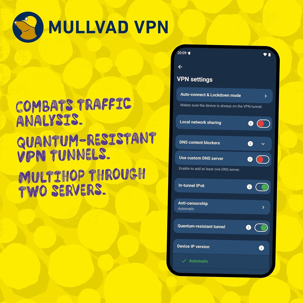 Mullvad anonymous security VPN multi device subscription card.