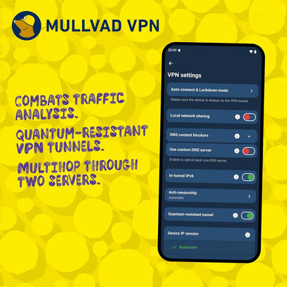 Mullvad anonymous security VPN multi device subscription card.