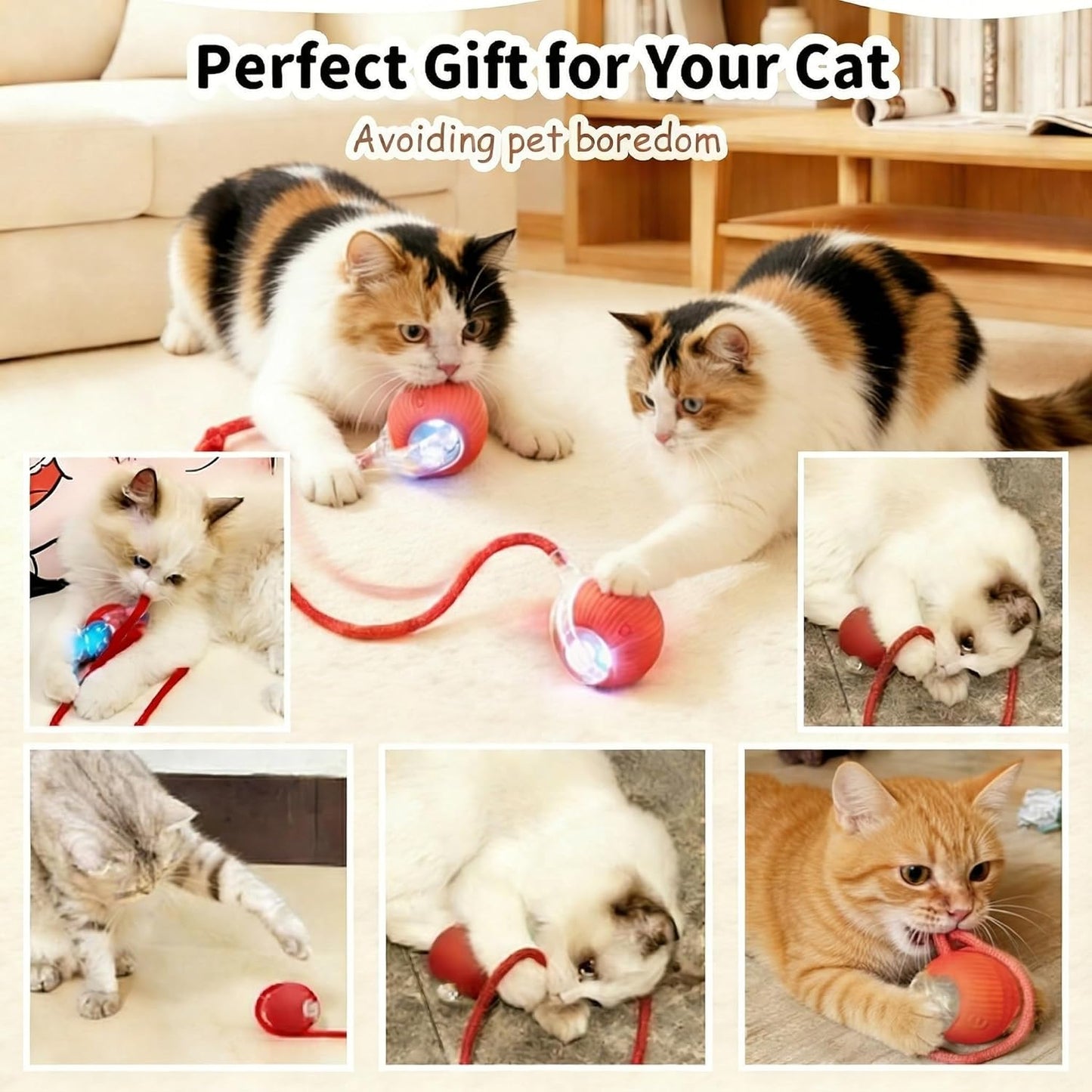 USB rechargeable smart cat ball charging port detail