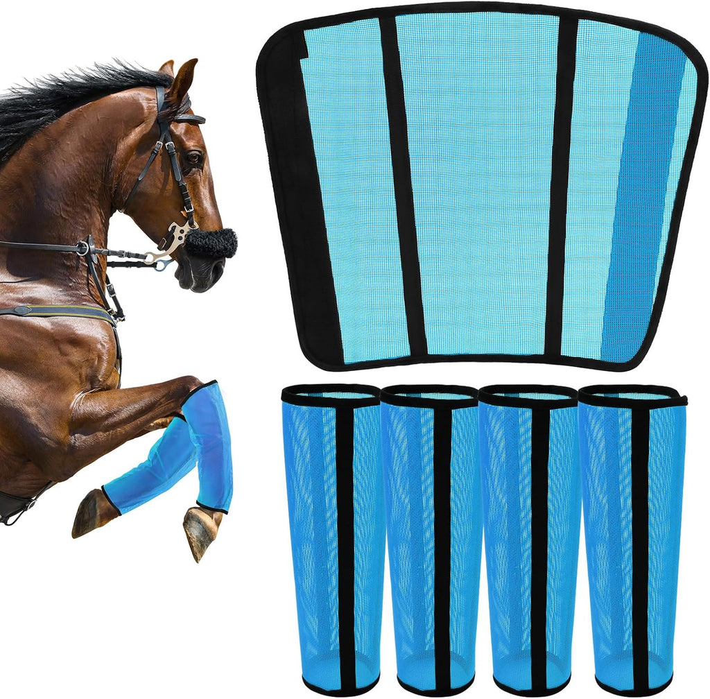 Fly Boots for Horses Set of 4 - Innovative Curved-Edge Design, Anti-Sag Stays, Breathable Mesh Leg Protection, Reduces Stomping & Fatigue, Comfort Fit for Medium to Large Horses - Dark Blue - Image 10