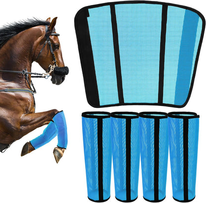Fly Boots for Horses Set of 4 - Innovative Curved-Edge Design, Anti-Sag Stays, Breathable Mesh Leg Protection, Reduces Stomping & Fatigue, Comfort Fit for Medium to Large Horses - Dark Blue - Image 10
