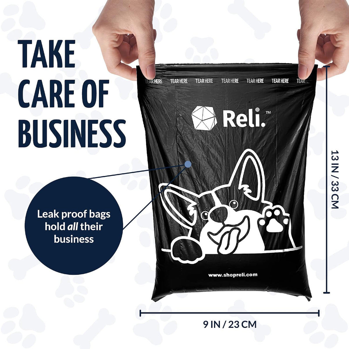 Black plastic leash clip dispenser attached to a pet carrier holding a bag roll