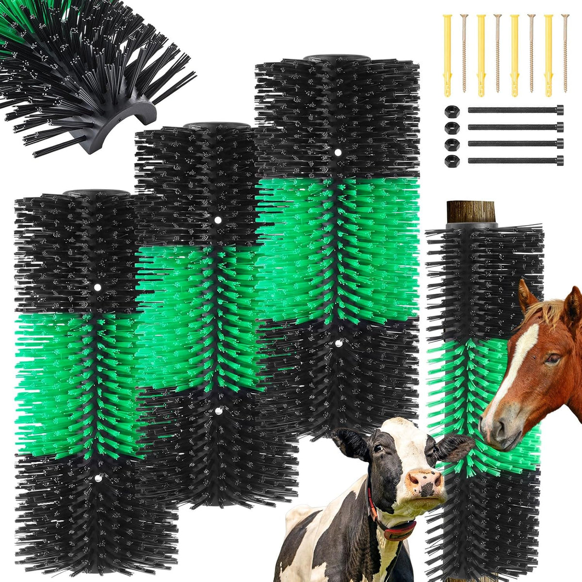 3 Pack Livestock Scratching Brush Itch Relief Horse Scratching Post Self-grooming Goat Scratcher with Durable Screws for Horse Pony Goat Sheep Pig Donkey (Blue and Red) - Image 11