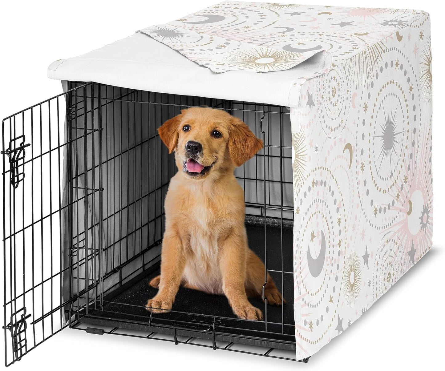 Sweet Jojo Designs anxiety reducing dog cage cover lowered panels view