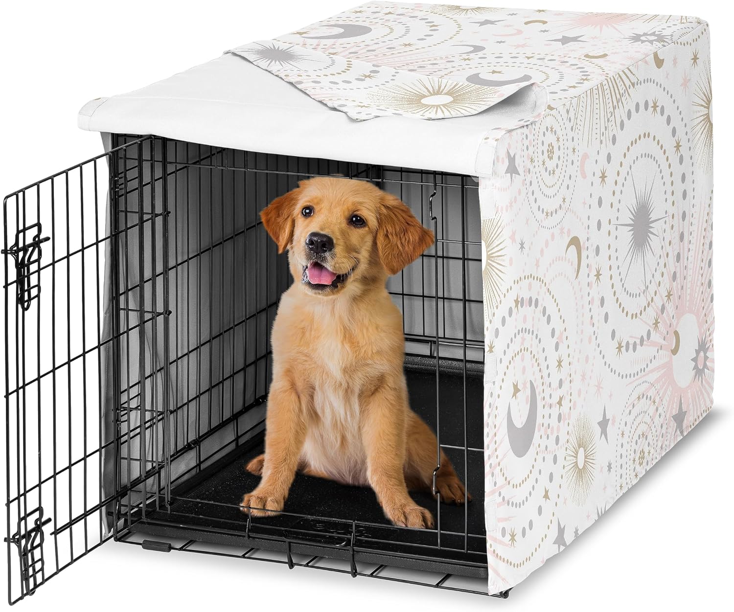 Sweet Jojo Designs anxiety reducing dog cage cover lowered panels view