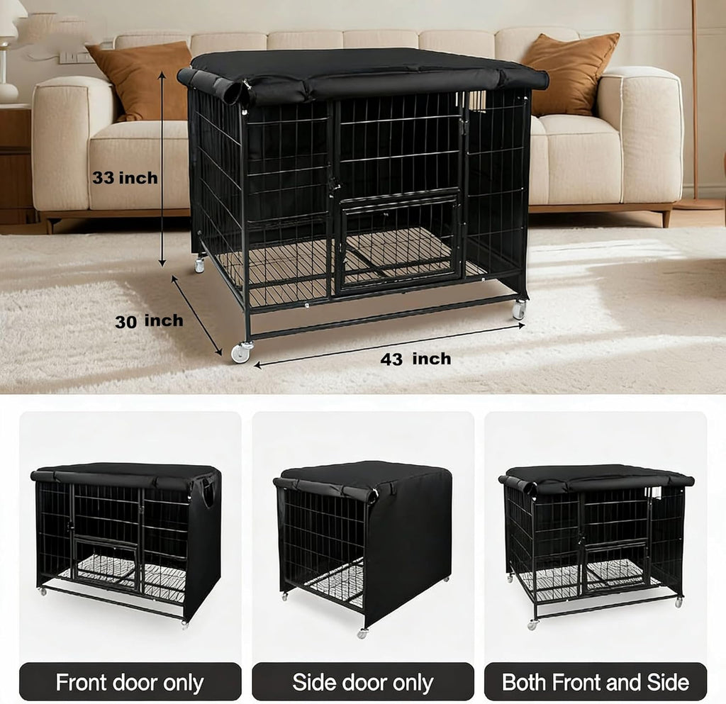 VURIVO 900D Oxford fabric chewproof crate cover with the front door rolled up