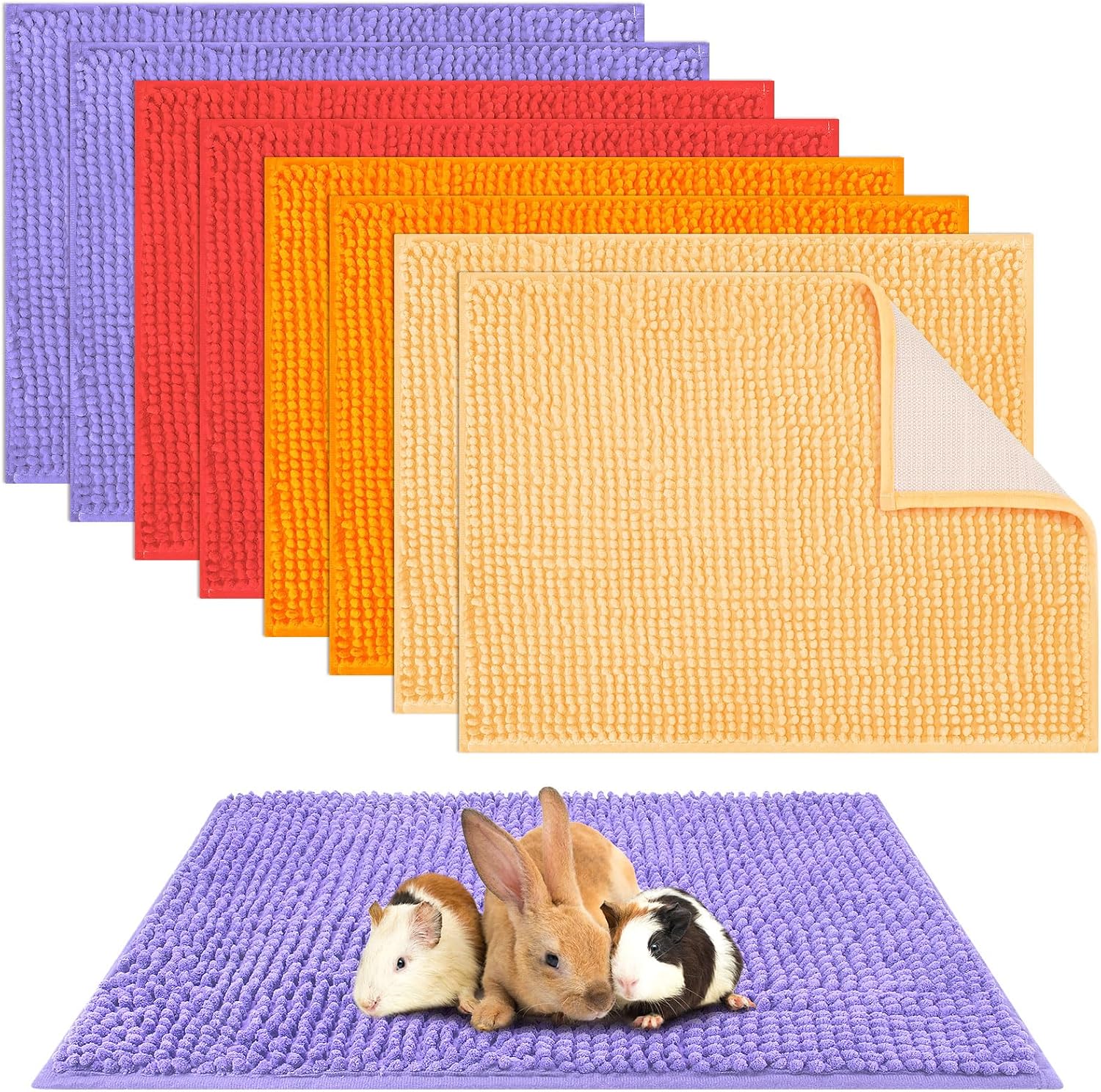 Barydat 8 Pcs Guinea Pig Cage Liner for Guinea Pig Cage Bedding Reusable Rabbit Mat Pad Washable Training Pad Animal Sleeping Bedding Mat(16x12'',Gray, Green, Pink, Blue) - Image 12