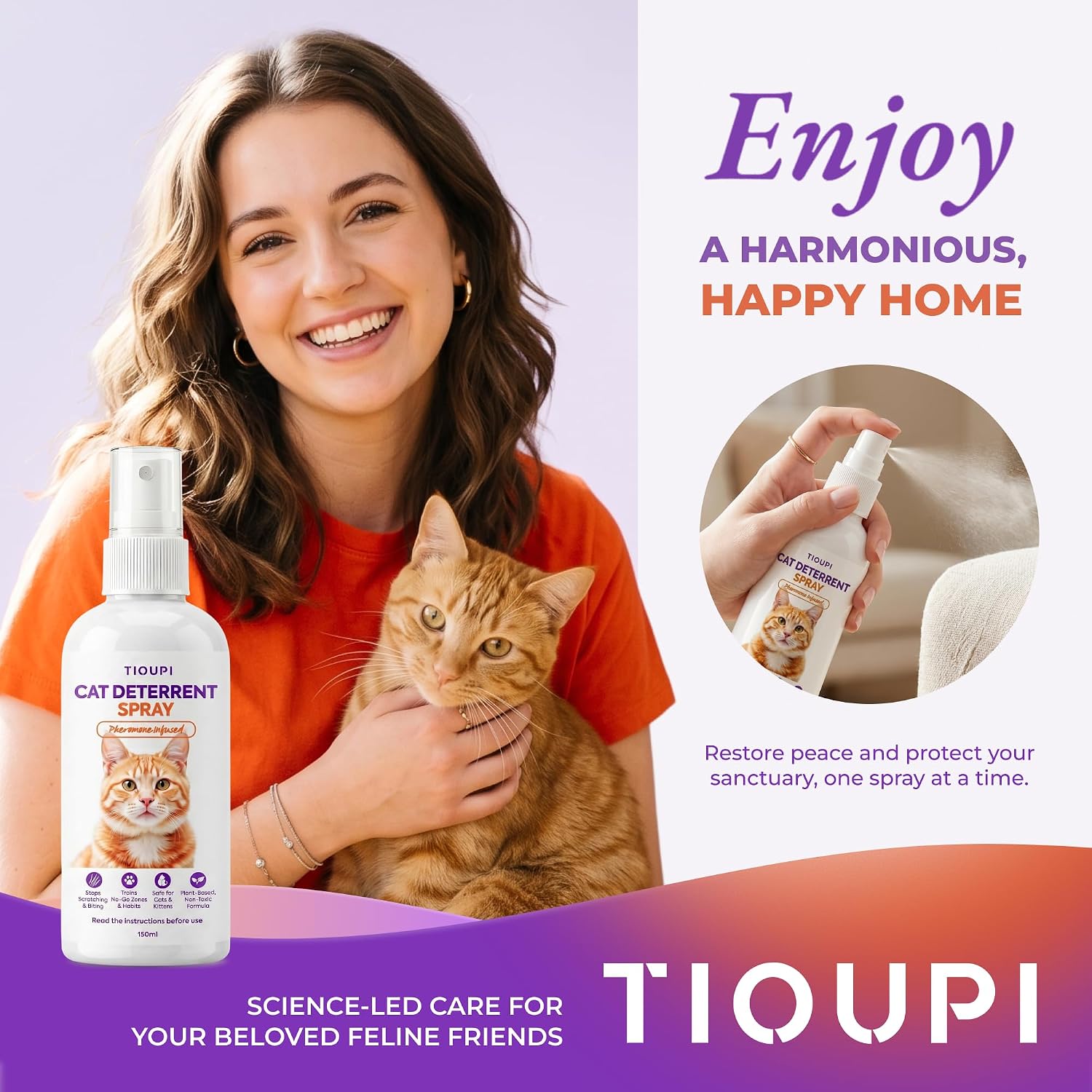 Product packaging of Tioupi cat anti-marking spray 150ml