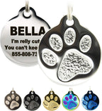 PetANTastic Engraved Cat ID Tags close up of the textured paw print accent