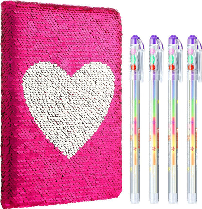 Outus reversible sequin heart journal front view
