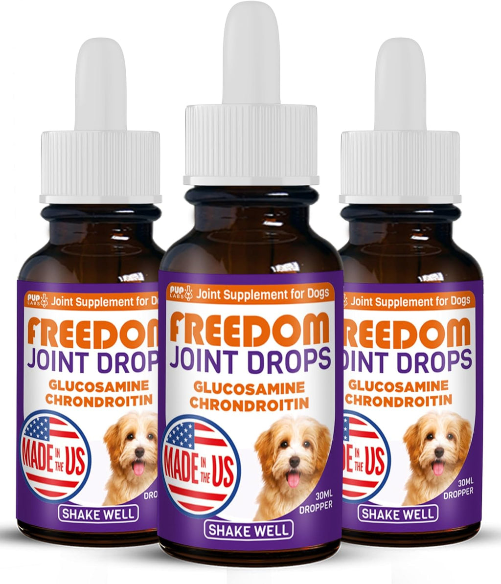 Freedom Joint Drops for Dogs with Hyaluronic Acid, MSM, Glucosamine, & Chondroitin, All Natural Liquid Joint Supplement for Dogs for Pain Relief, Mobility and Hip Support, 30 ml Dropper - Image 10