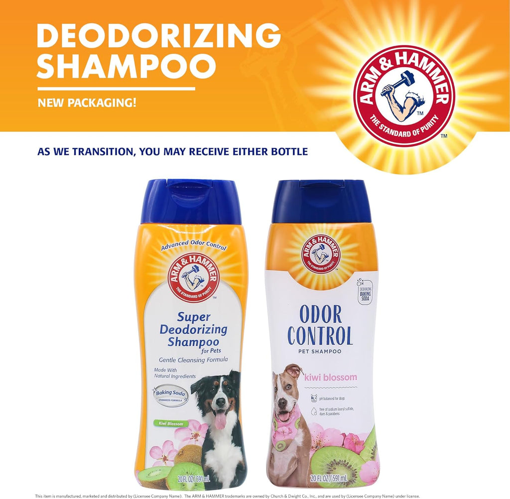 Arm and Hammer Kiwi Blossom dog shampoo label