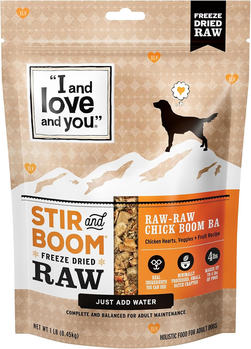 Dog eating rehydrated I And Love And You raw beef food