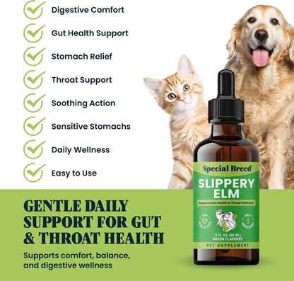 Slippery Elm herbal drops for dogs and cats bottle packaging