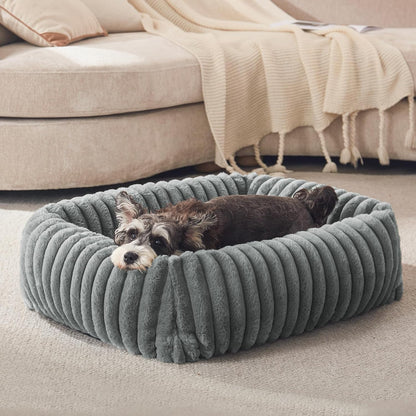 FURTIME Dog Bed for Small Dogs, Washable Orthopedic Dog Cat Bed with Removable Cover, Rectangle Soft Calming Sleeping Puppy Bed Durable Pet Cuddler with Anti-Slip Bottom, Grey, S (20"x19"x6") - Image 1