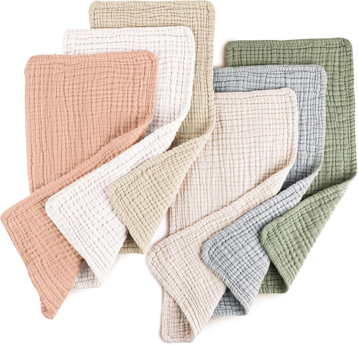 Konssy muslin baby burp cloths 6 pack front view