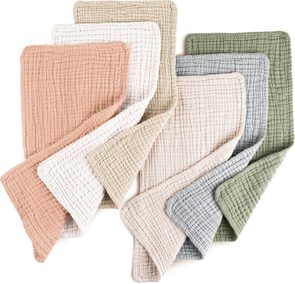 Konssy muslin baby burp cloths 6 pack front view