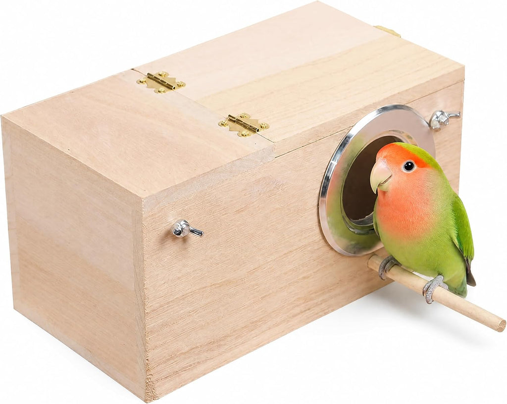 YJJKJ Wood Parakeet Nest Box with Natural Nesting Pads, Breeding Bird Cage House for Lovebirds Cockatiel Parrotlets Budgerigar Small Parrot - Image 11