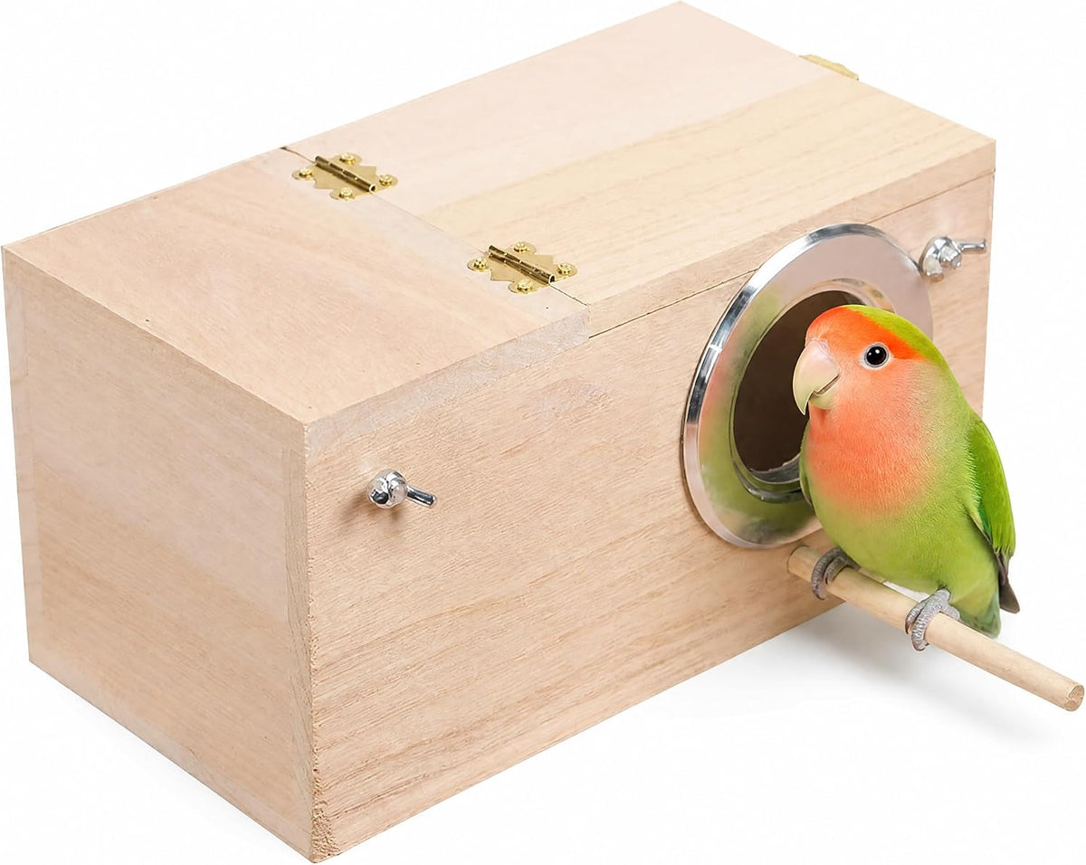 YJJKJ Wood Parakeet Nest Box with Natural Nesting Pads, Breeding Bird Cage House for Lovebirds Cockatiel Parrotlets Budgerigar Small Parrot - Image 11