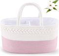 ABenkle boho cotton rope diaper caddy front view nursery storage