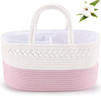 ABenkle boho cotton rope diaper caddy front view nursery storage