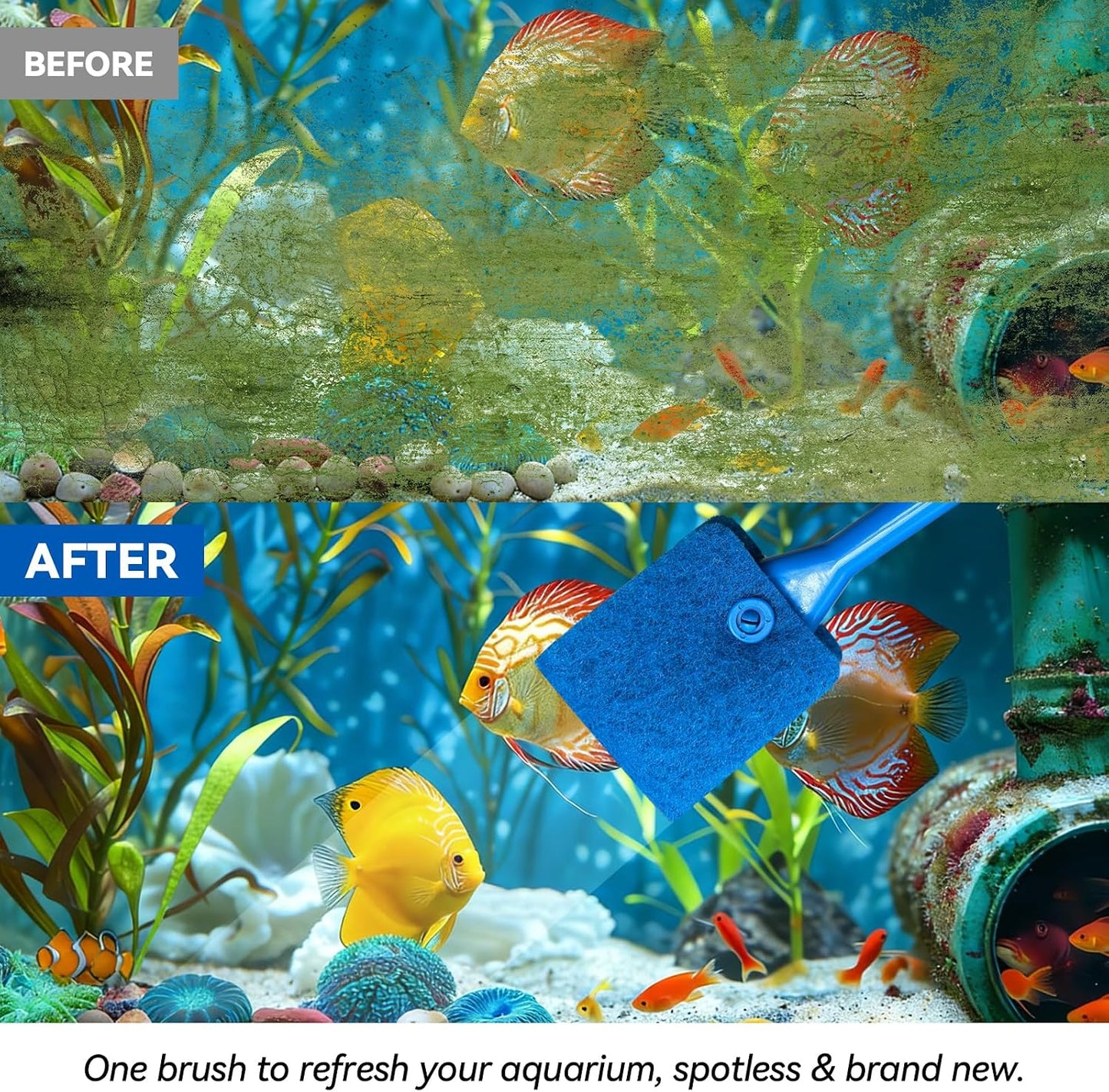 Close up view of the premium quality scratch resistant fish tank sponge.