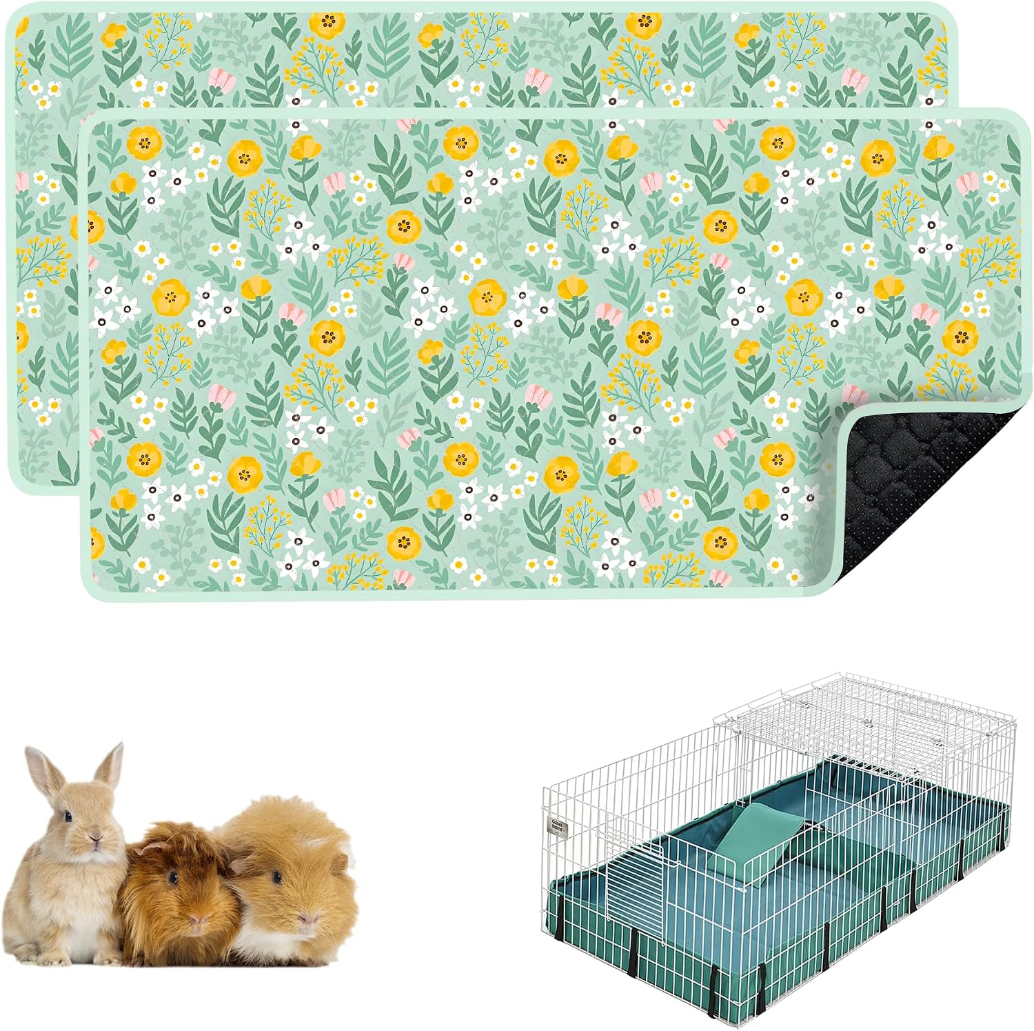 Guinea Pig Cage Liners, 2 Pack 49x24in Washable Guinea Pig Bedding, Waterproof Reusable & Anti Slip, Super Absorbent Guinea Pig Pee Pad for Small Animal, Rabbit, Bunny, Chinchilla, Brown - Image 15