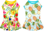 2PCS/Pack Hawaiian Dog Dresses Pink Green for Small Dogs Girl Female Puppies Doggies Kittens Skirts Summer Sundress Pet Apparel Pineapple Toucan Flamingo Soft for Holiday Party Beach S - Image 9