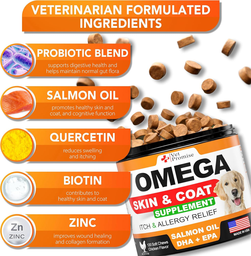 Premium salmon oil chews for canine shedding control close up view