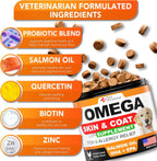 Premium salmon oil chews for canine shedding control close up view