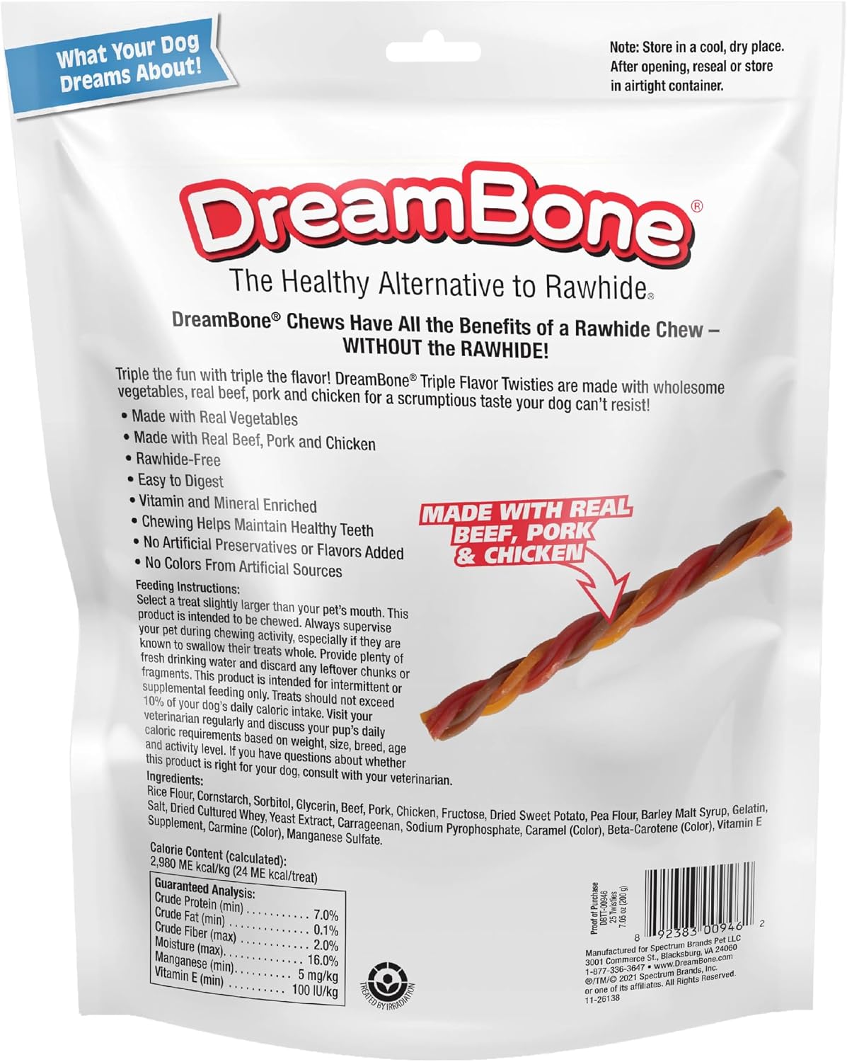 DreamBone Triple Flavor Twisties Dog Treats, Daily Rawhide-Free Chew, Digests Safely, with Real Protein, Beef, Pork, Chicken and Veggies, 25 Count - Image 10
