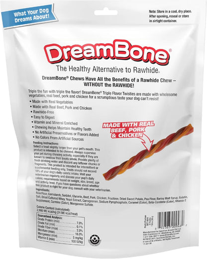 DreamBone Triple Flavor Twisties Dog Treats, Daily Rawhide-Free Chew, Digests Safely, with Real Protein, Beef, Pork, Chicken and Veggies, 25 Count - Image 10
