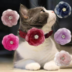 Navy blue organza flower pet charm from UBQUBQ showing detailed chiffon texture