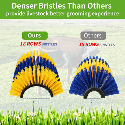 Close up of durable nylon bristles on livestock scratcher