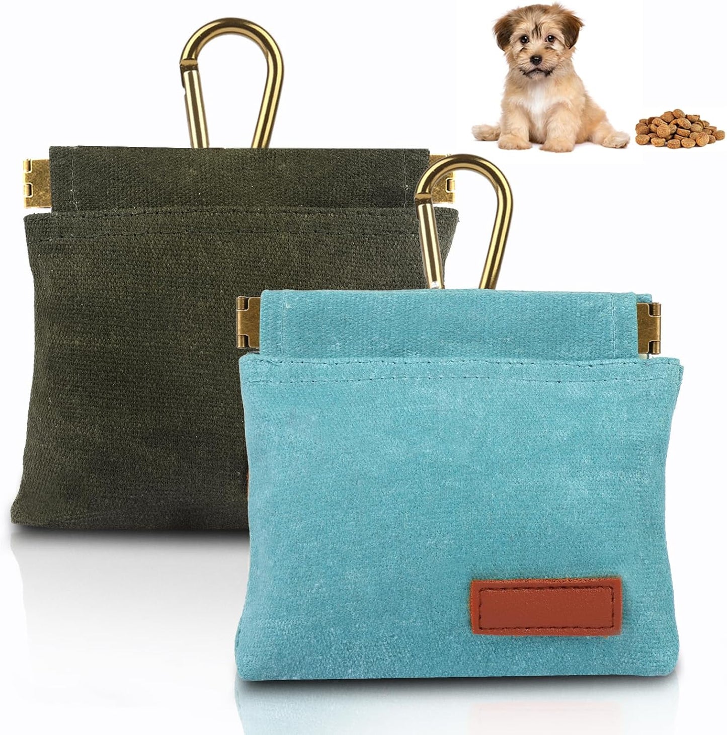 2Pcs Dog Treat Pouches for Pet Training, Hand Free Puppy Dogs Treat Bag with Carabiner, Portable Auto Closing Pet Dog Walking Bag for Travel or Outdoor Use, Pets Feed Snack Reward Pocket- Black, Green - Image 10