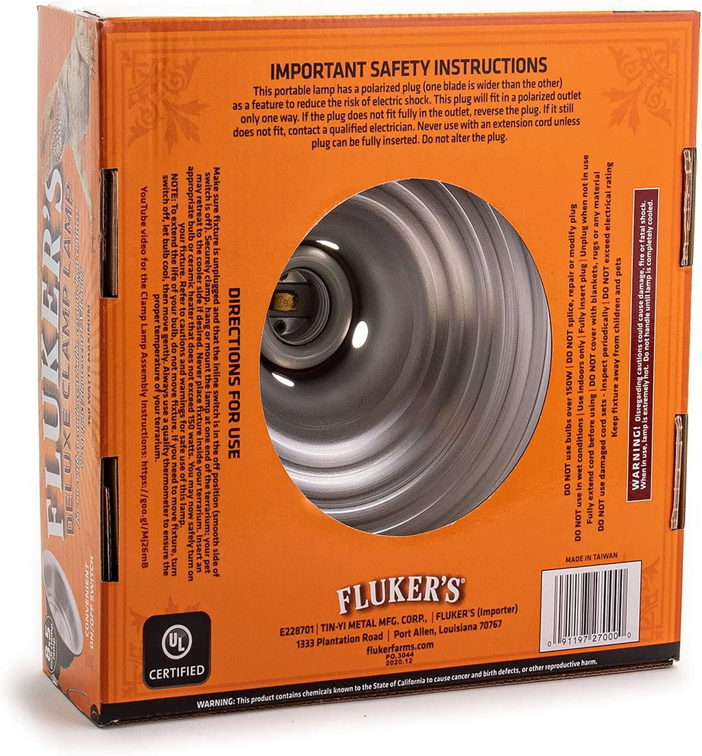 Fluker's 150 watt basking light showing the power cord and switch.
