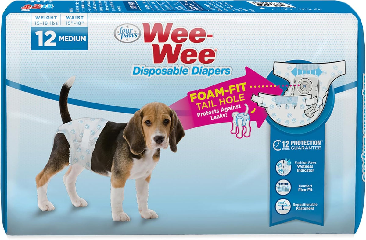Four Paws Wee-Wee Super Absorbent Disposable Adjustable Dog Potty Training Diapers, Leak-Proof Protection for Dogs, Size Large, Over 19" Waist, 36 Count - Image 12