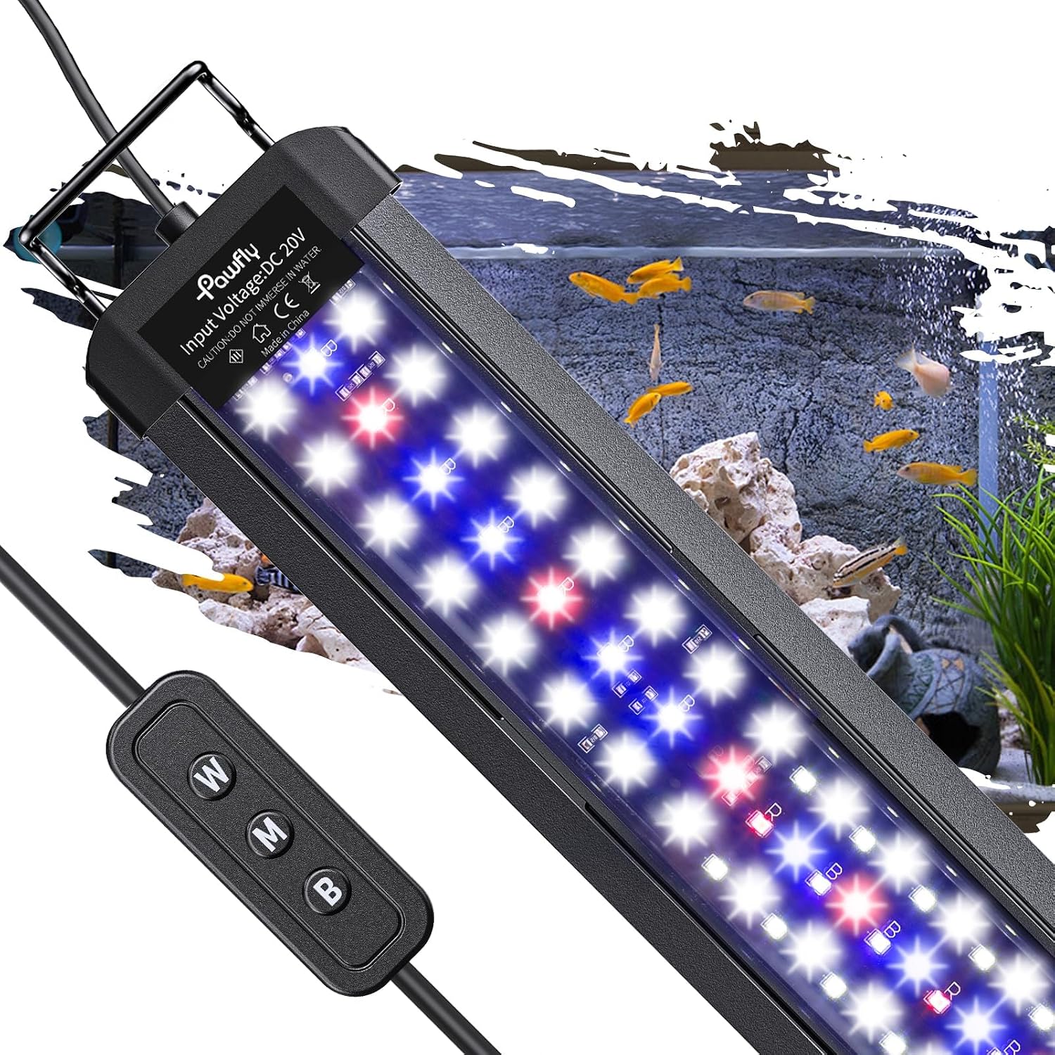 Pawfly 11W Aquarium LED Light for 12 to 18 Inch Fish Tanks Extendable Fish Tank Light with Full Spectrum Brilliant White Blue Red Lights with Daytime & Night Modes and Adjustable Brightness - Image 9