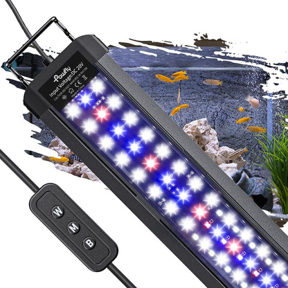 Pawfly 11W Aquarium LED Light for 12 to 18 Inch Fish Tanks Extendable Fish Tank Light with Full Spectrum Brilliant White Blue Red Lights with Daytime & Night Modes and Adjustable Brightness - Image 9
