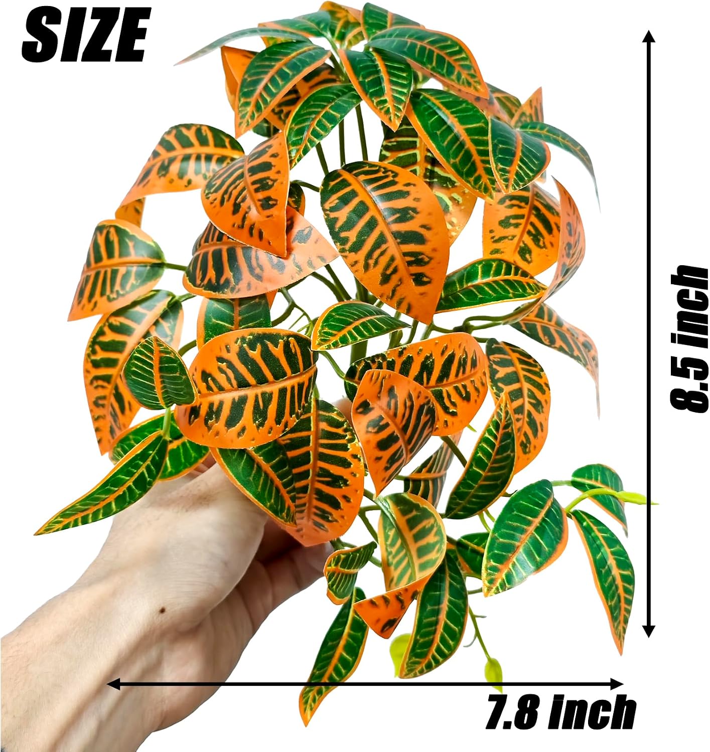Close up of Woyrise artificial plant leaves for reptiles