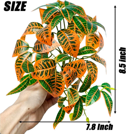 Close up of Woyrise artificial plant leaves for reptiles
