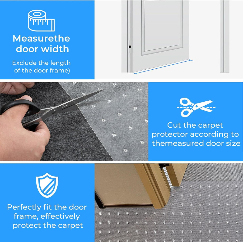 Carpet Protector Mat for Cat & Dog, Under Door Anti-Scratch Plastic Guard, Non Slip, Easy to Cut, 3.6FT(Clear, 1pcs) - Image 3