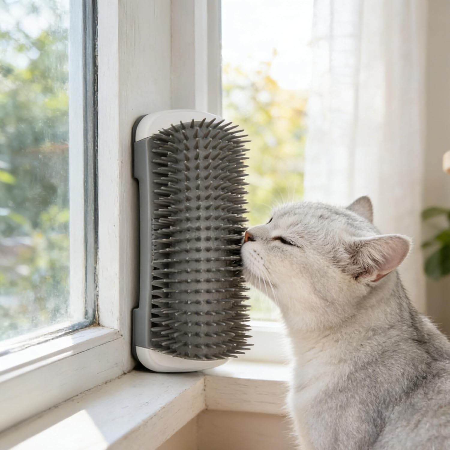 Dhgate self cleaning pet grooming brush front view mounted on a room wall corner