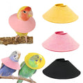 Magnoloran anti bite bird collar three pack front view showing yellow pink and black recovery cones
